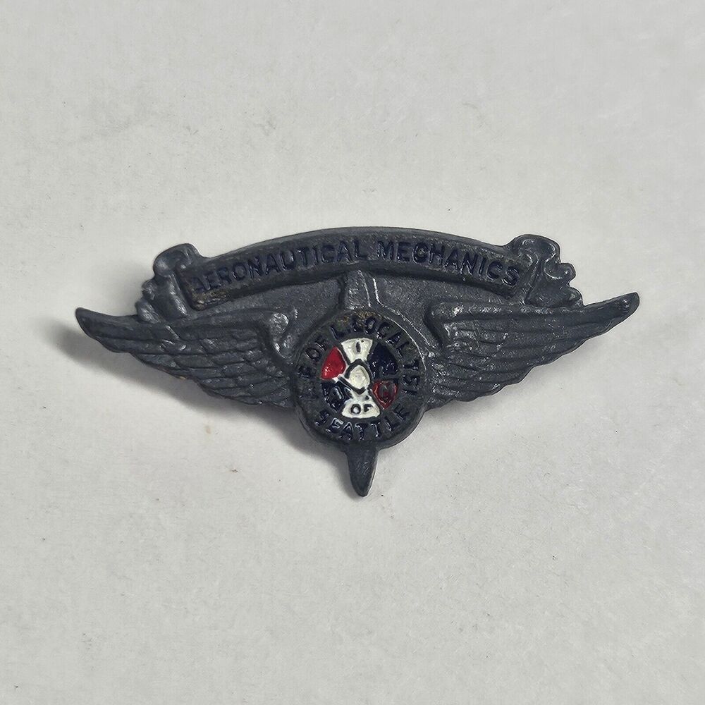 Aeronautical Mechanics Union Seattle Local 751 Lapel Pin Vintage Boeing Wings